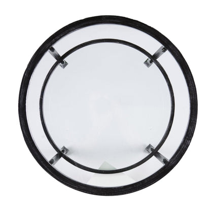 24" Black Glass And Iron Round End Table HomeRoots