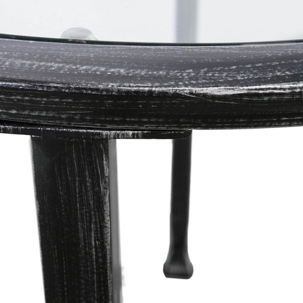 24" Black Glass And Iron Round End Table HomeRoots