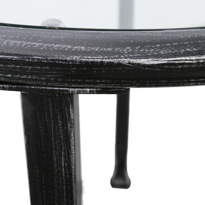 24" Black Glass And Iron Round End Table HomeRoots