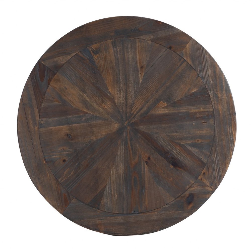 24" Natural Wood Solid Wood And Iron Round End Table HomeRoots
