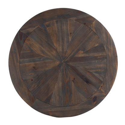 24" Natural Wood Solid Wood And Iron Round End Table HomeRoots