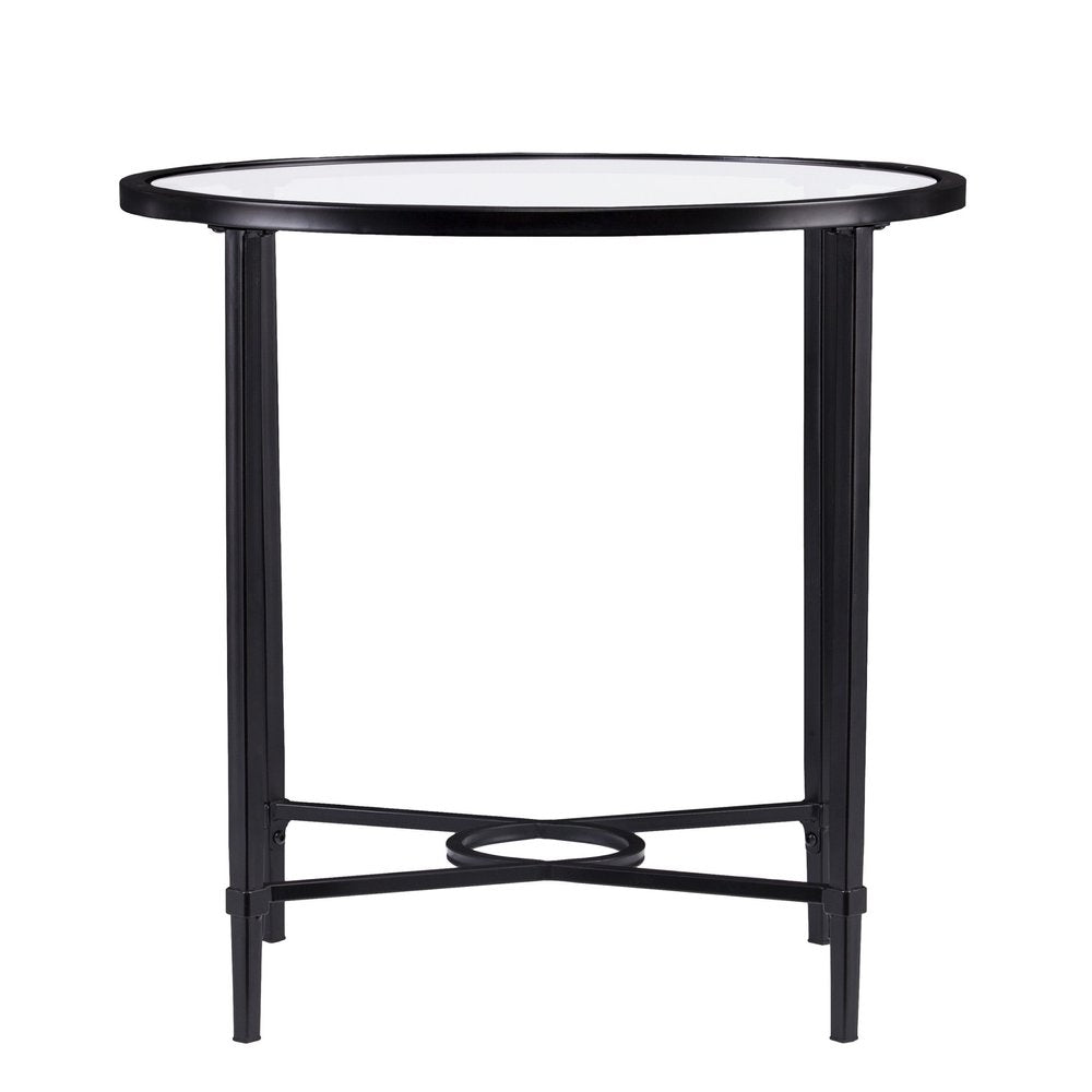 25" Black And Clear Glass Oval End Table HomeRoots