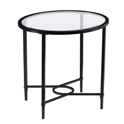 25" Black And Clear Glass Oval End Table HomeRoots
