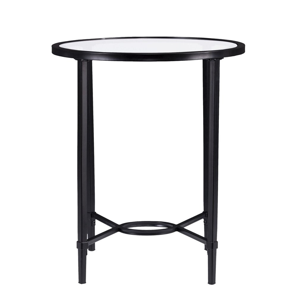 25" Black And Clear Glass Oval End Table HomeRoots