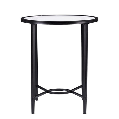 25" Black And Clear Glass Oval End Table HomeRoots