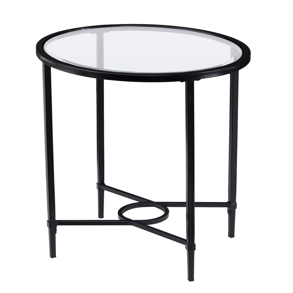 25" Black And Clear Glass Oval End Table HomeRoots