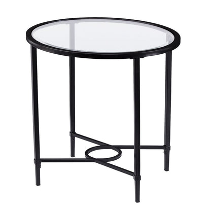 25" Black And Clear Glass Oval End Table HomeRoots
