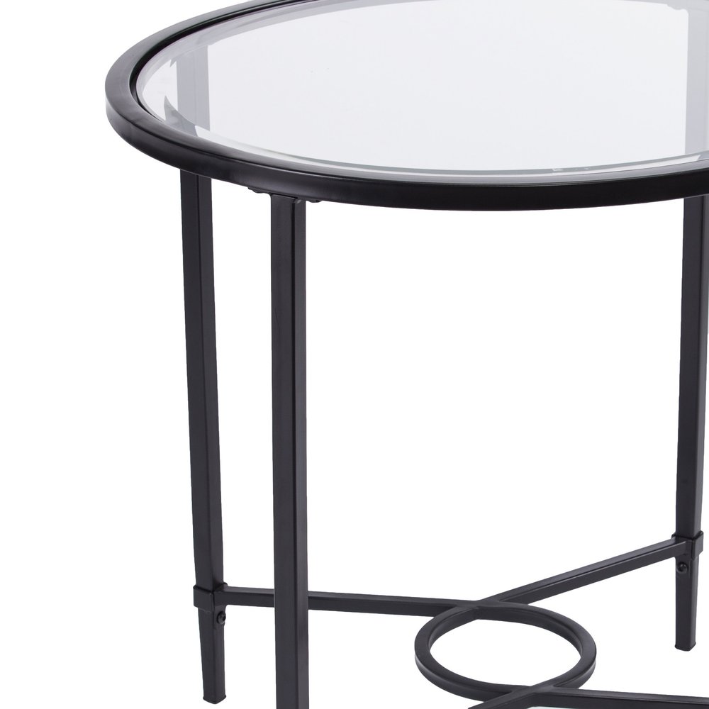 25" Black And Clear Glass Oval End Table HomeRoots