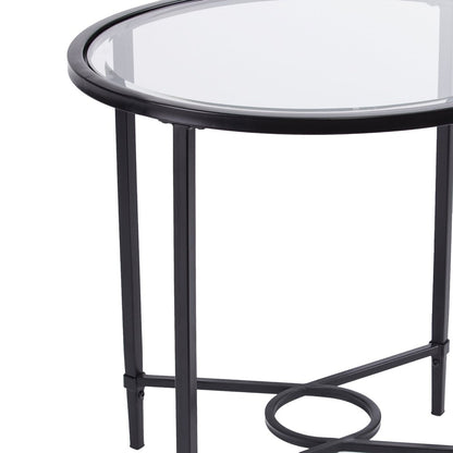 25" Black And Clear Glass Oval End Table HomeRoots
