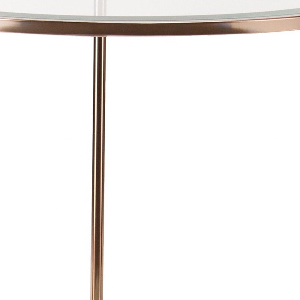 26" Gold Glass And Iron Round End Table With Shelf HomeRoots