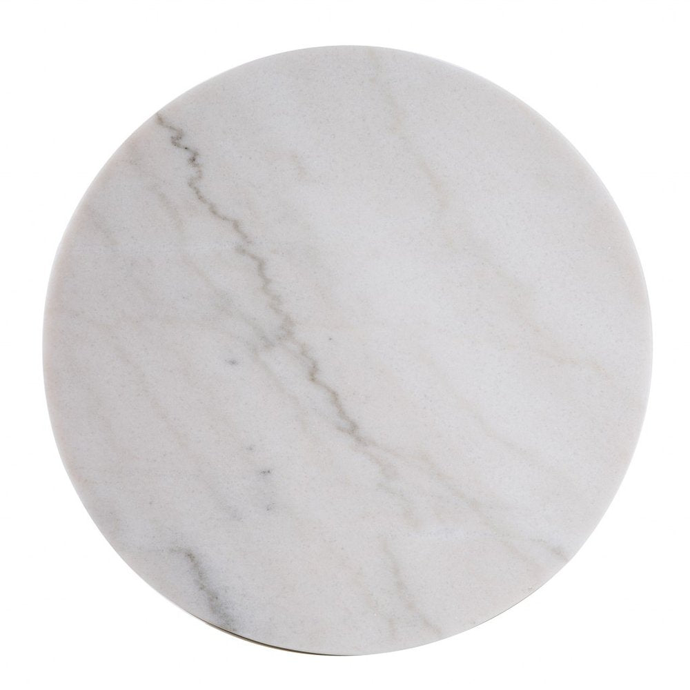 24" Champagne Genuine Marble Look And Iron Rectangular End Table HomeRoots