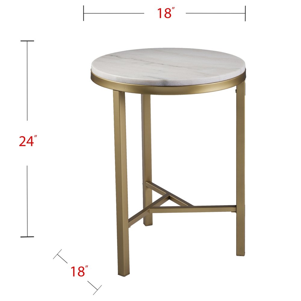 24" Champagne Genuine Marble Look And Iron Rectangular End Table HomeRoots