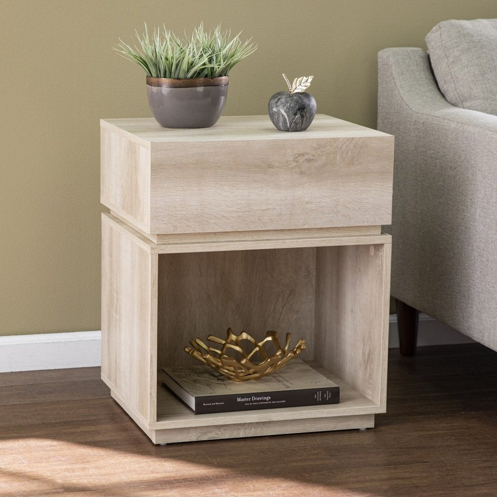 24" Brown Manufactured Wood Rectangular End Table With Drawer With Shelf HomeRoots