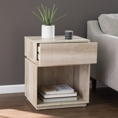 24" Brown Manufactured Wood Rectangular End Table With Drawer With Shelf HomeRoots