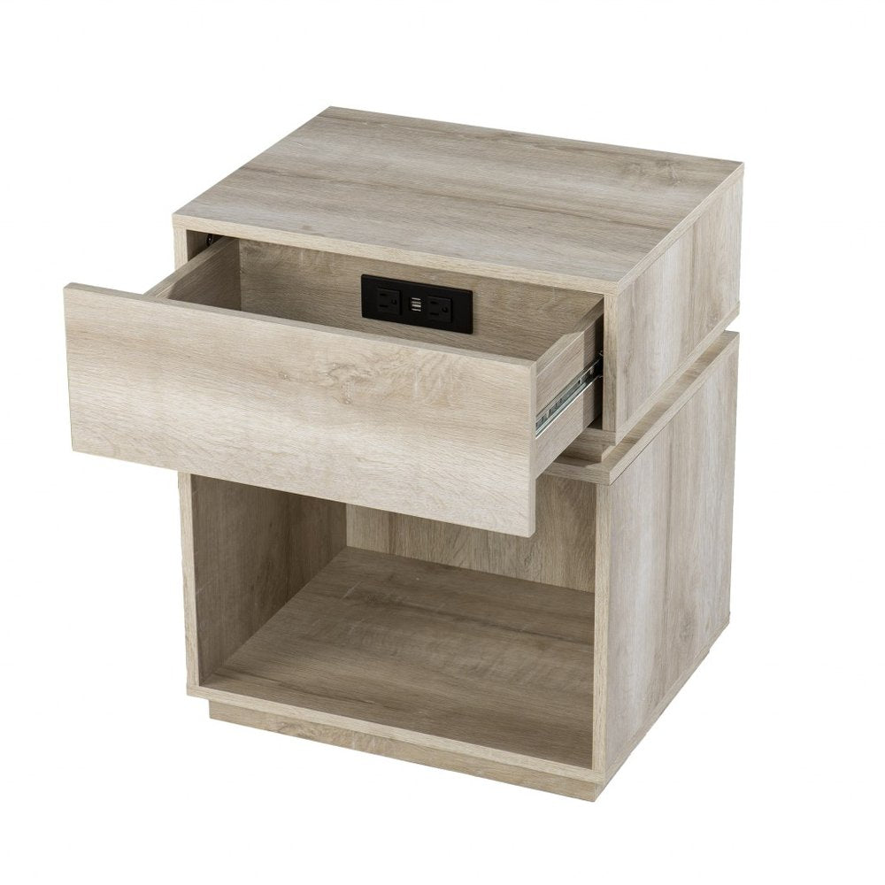 24" Brown Manufactured Wood Rectangular End Table With Drawer With Shelf HomeRoots