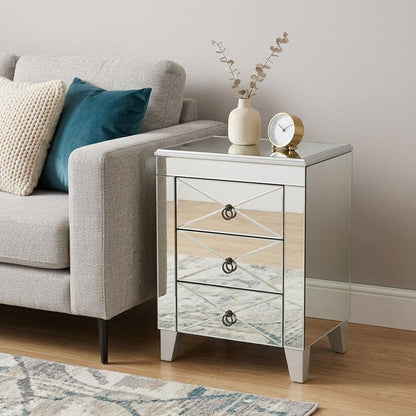 26" Silver End Table With Three Drawers HomeRoots