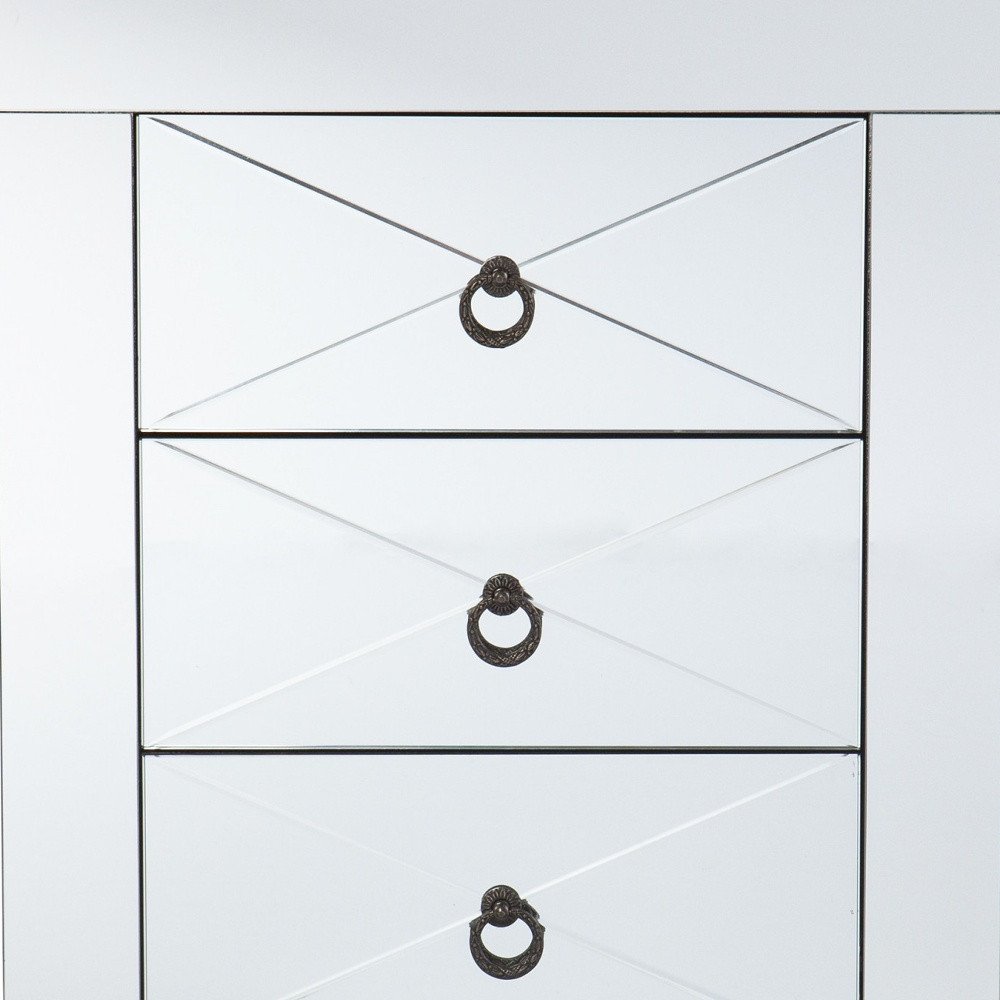 26" Silver End Table With Three Drawers HomeRoots