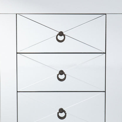 26" Silver End Table With Three Drawers HomeRoots