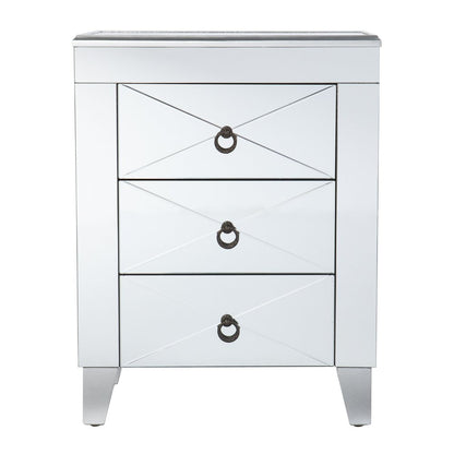 26" Silver End Table With Three Drawers HomeRoots