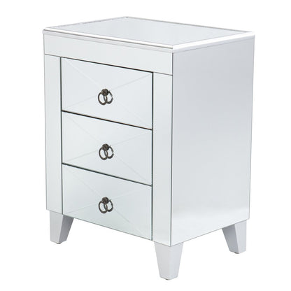 26" Silver End Table With Three Drawers HomeRoots