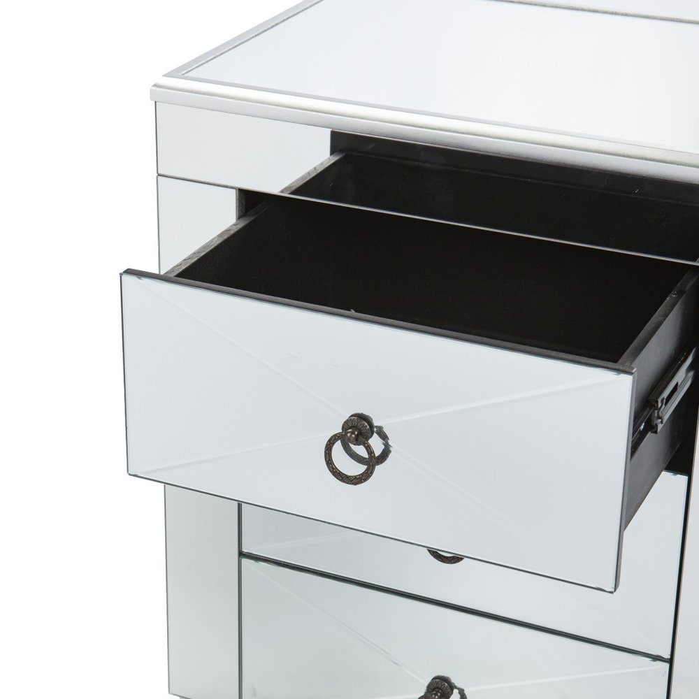 26" Silver End Table With Three Drawers HomeRoots