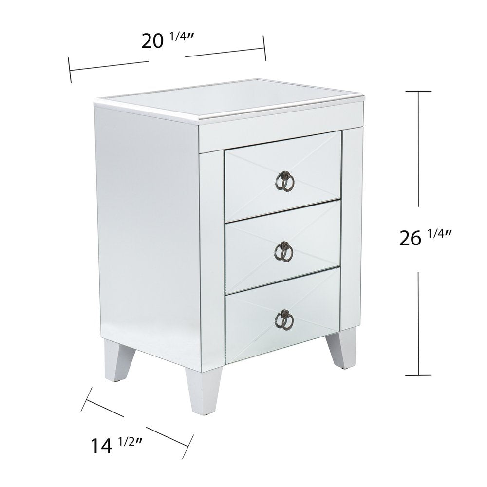 26" Silver End Table With Three Drawers HomeRoots