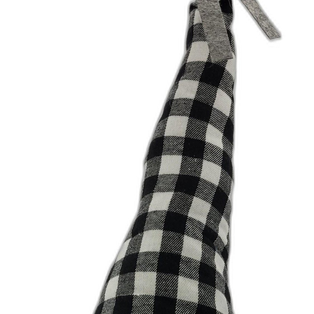 27" Black and White Buffalo Plaid Standing Gnome HomeRoots
