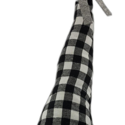 27" Black and White Buffalo Plaid Standing Gnome HomeRoots