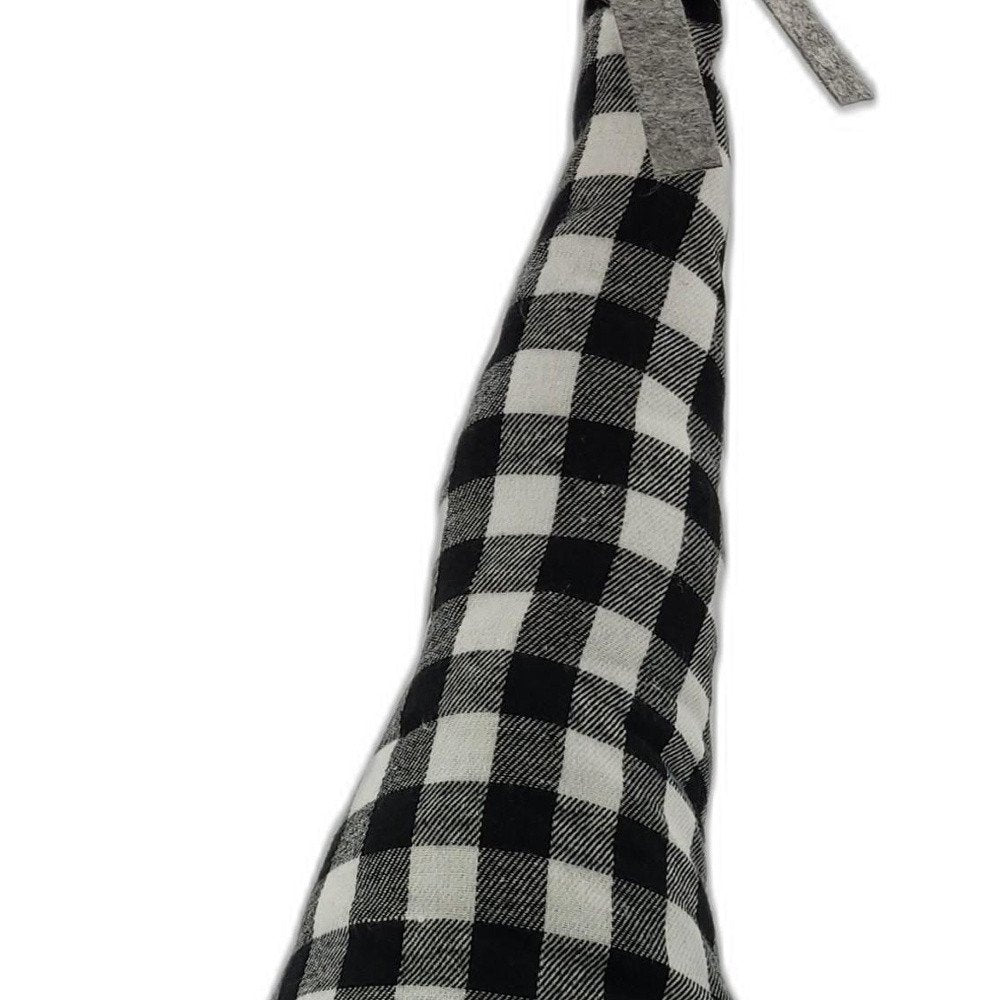 27" Black and White Buffalo Plaid Standing Gnome HomeRoots