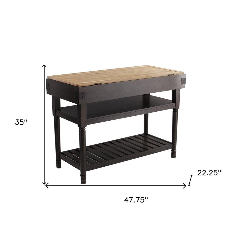 Brown and Natural 48" Kitchen Island With Storage — view 8