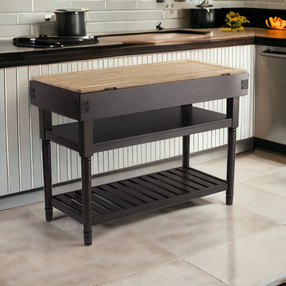Brown and Natural 48" Kitchen Island With Storage HomeRoots