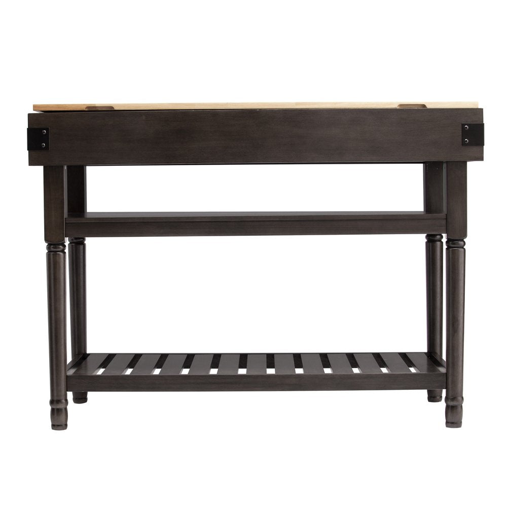 Brown and Natural 48" Kitchen Island With Storage HomeRoots