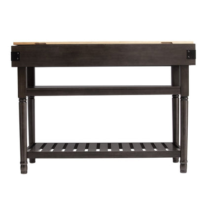Brown and Natural 48" Kitchen Island With Storage HomeRoots