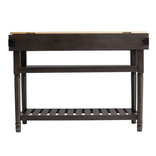 Brown and Natural 48" Kitchen Island With Storage HomeRoots