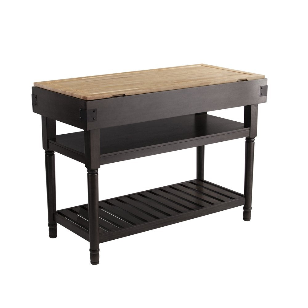 Brown and Natural 48" Kitchen Island With Storage HomeRoots