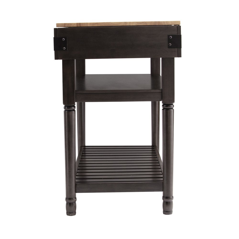 Brown and Natural 48" Kitchen Island With Storage — view 3