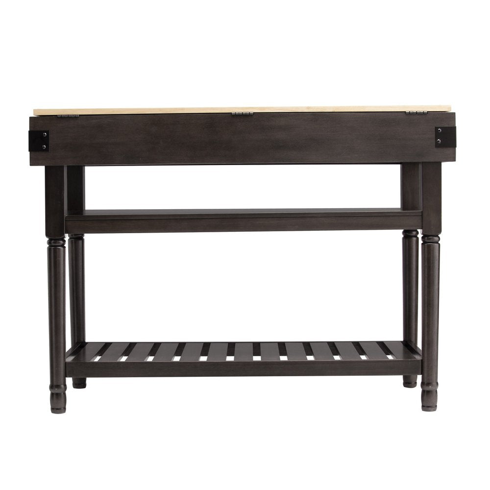 Brown and Natural 48" Kitchen Island With Storage — view 4