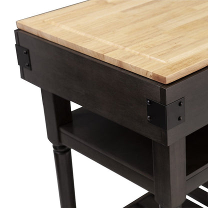 Brown and Natural 48" Kitchen Island With Storage HomeRoots