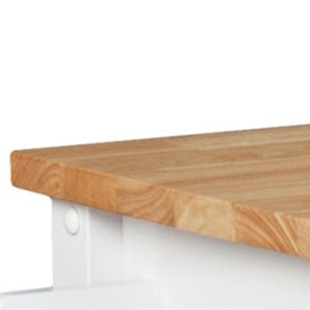 42" Natural and White Butcher Block and Iron Rolling Kitchen Cart With Storage — view 7