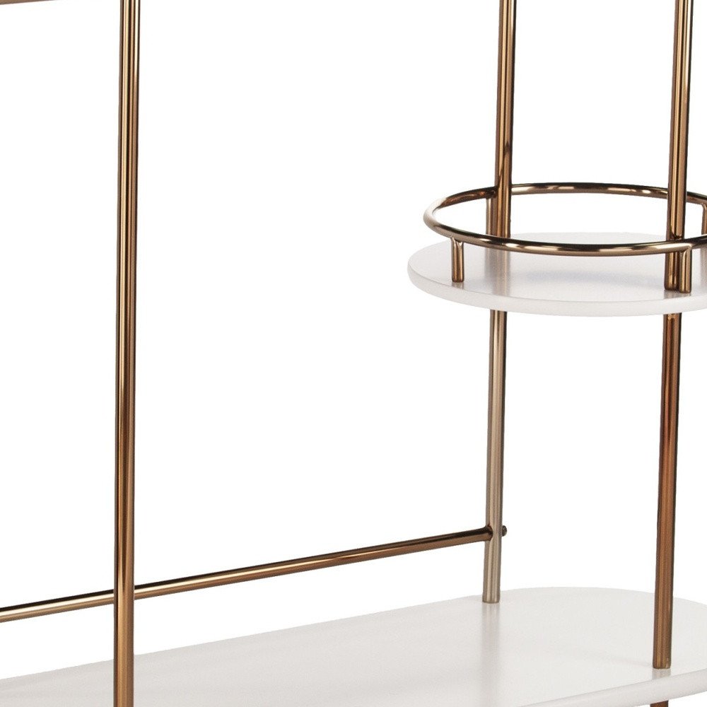 Gold Black and White Metal Oval Bar Cart With Wine Storage HomeRoots