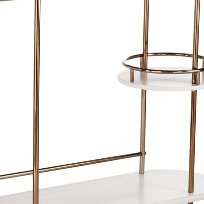 Gold Black and White Metal Oval Bar Cart With Wine Storage HomeRoots