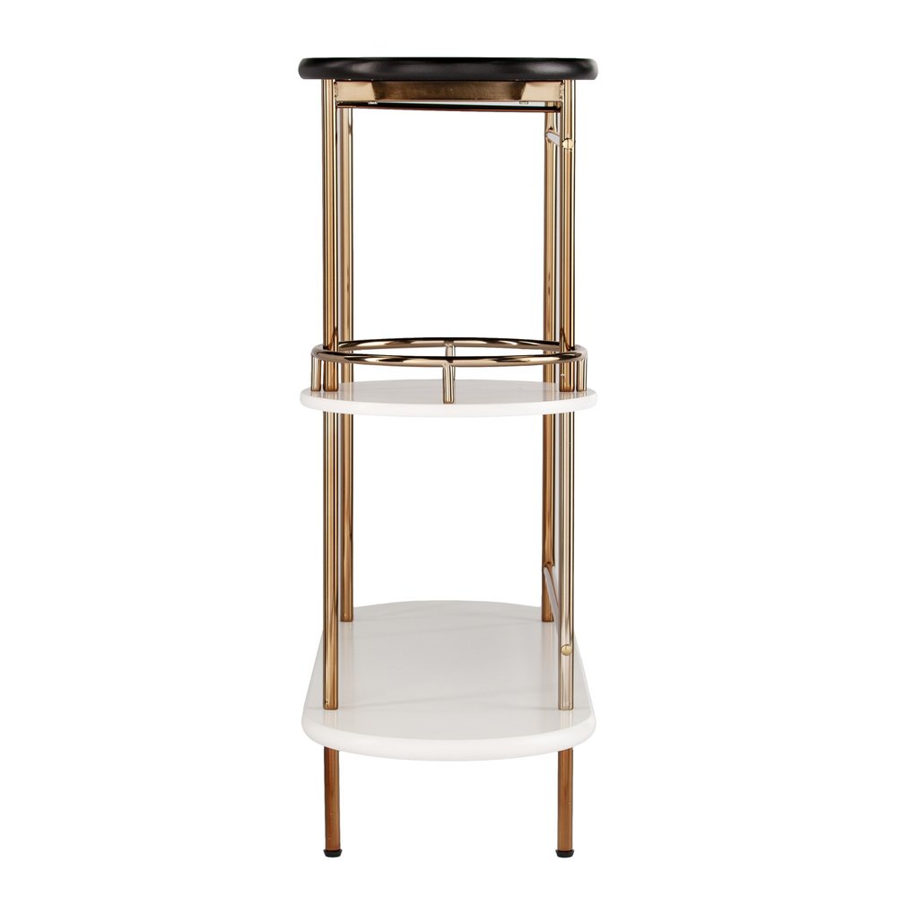 Gold Black and White Metal Oval Bar Cart With Wine Storage HomeRoots
