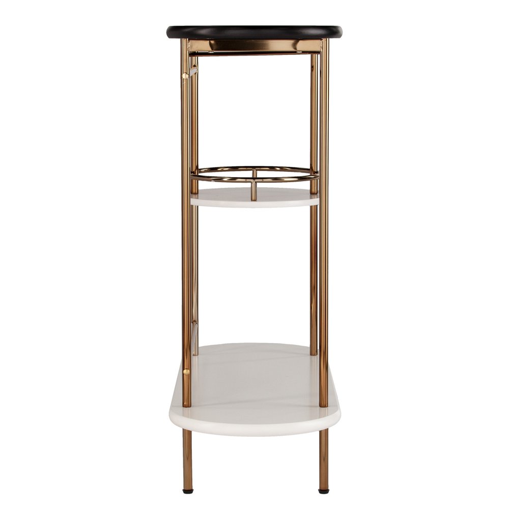 Gold Black and White Metal Oval Bar Cart With Wine Storage HomeRoots