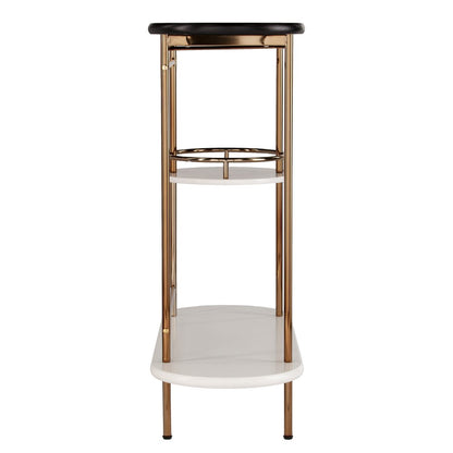 Gold Black and White Metal Oval Bar Cart With Wine Storage HomeRoots