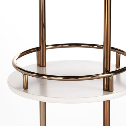 Gold Black and White Metal Oval Bar Cart With Wine Storage HomeRoots