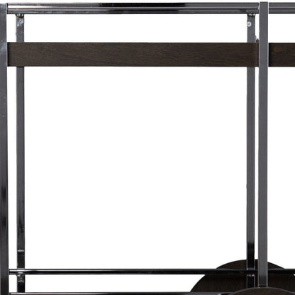 34" Brown And Silver Iron and Wood Rolling Bar Cart HomeRoots