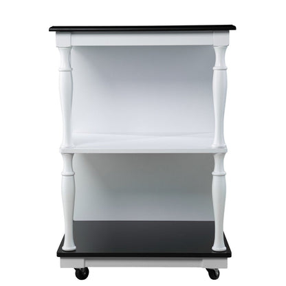 Black and White and Black 39" Rolling Kitchen Island With Storage HomeRoots