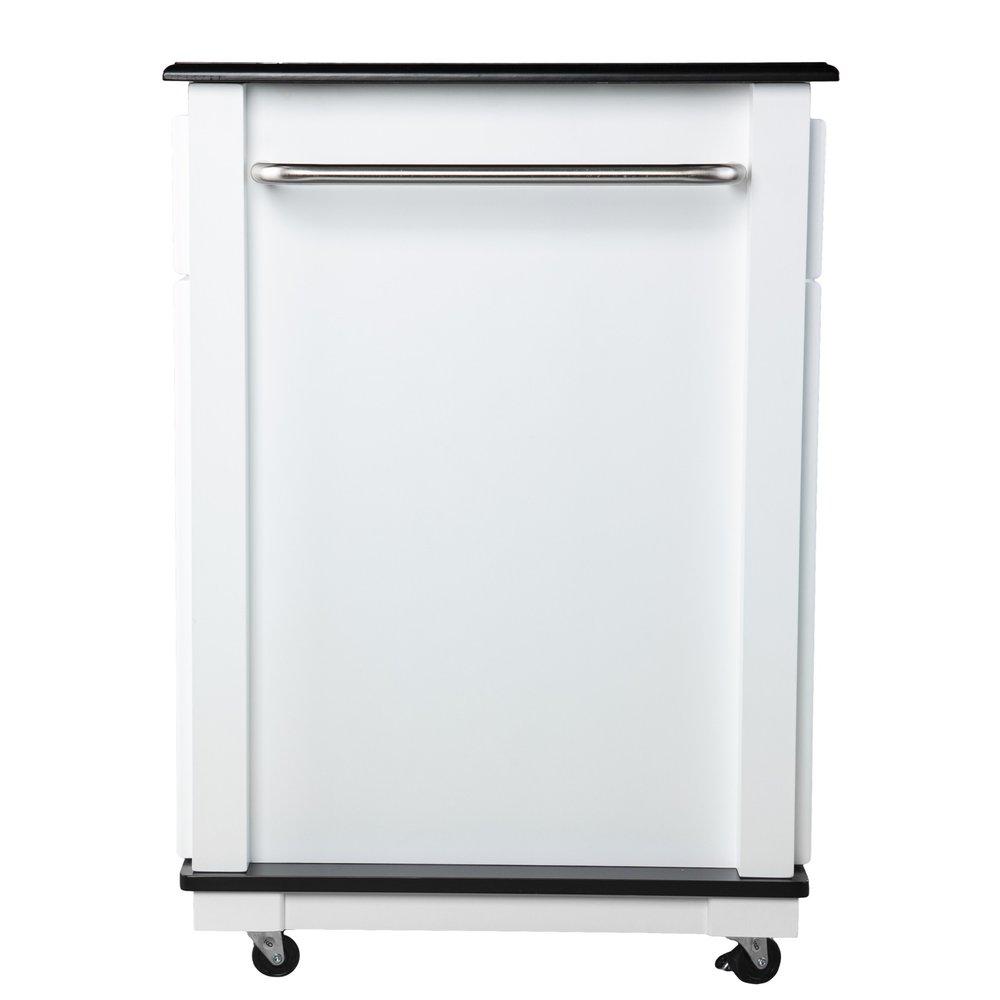 Black and White and Black 39" Rolling Kitchen Island With Storage HomeRoots