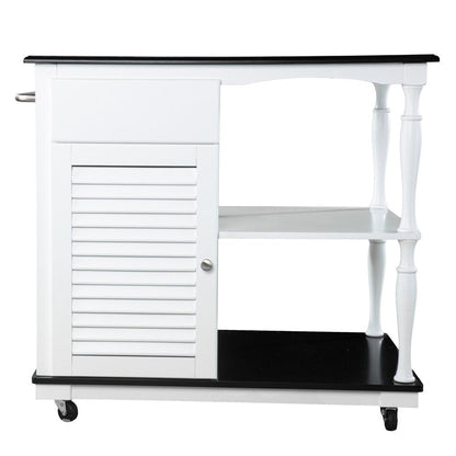 Black and White and Black 39" Rolling Kitchen Island With Storage HomeRoots