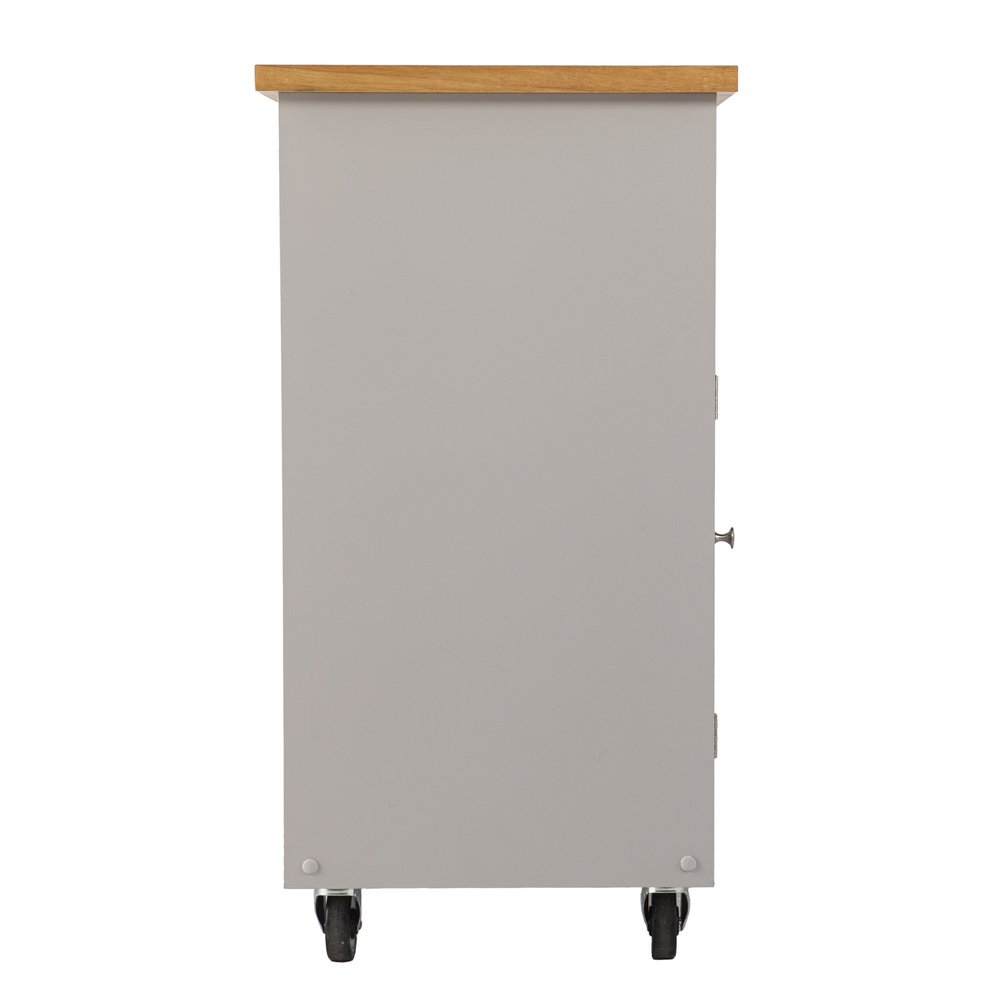 Gray and Natural 35" Rolling Kitchen Island With Storage HomeRoots